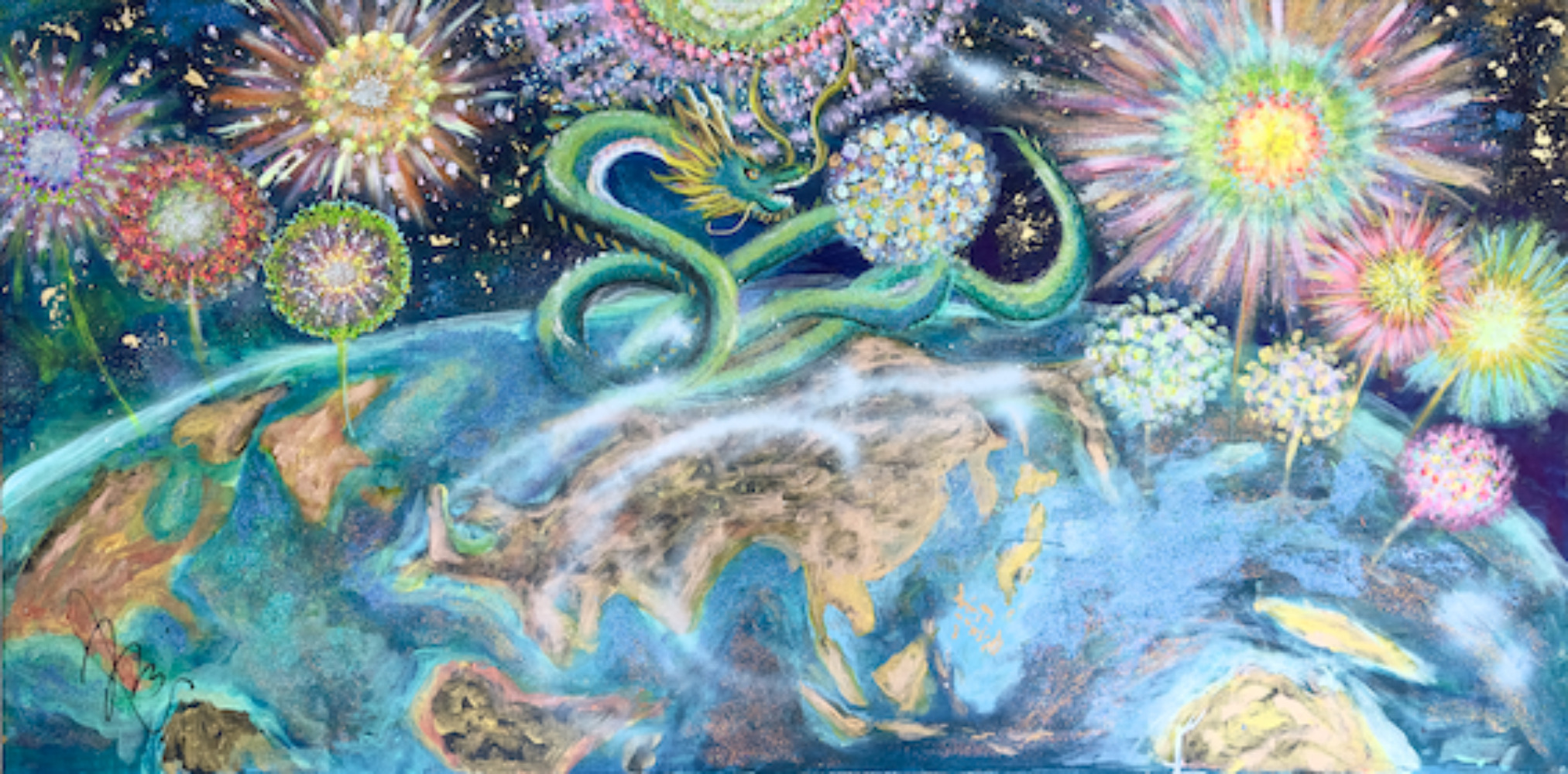 Flowers of Light Blooming on Earth — original acrylic painting by MIRAI